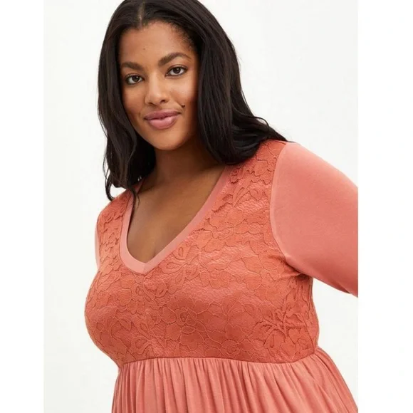 NWT TORRID PLUS SIZE 3 Hi-Low Skater Mini Dress - Super Soft Rusty Brown pockets - Picture 5 of 7